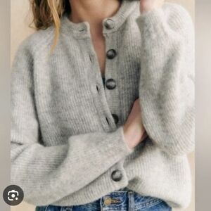Sezane Othello Cardigan Light Pearl Grey - Size L